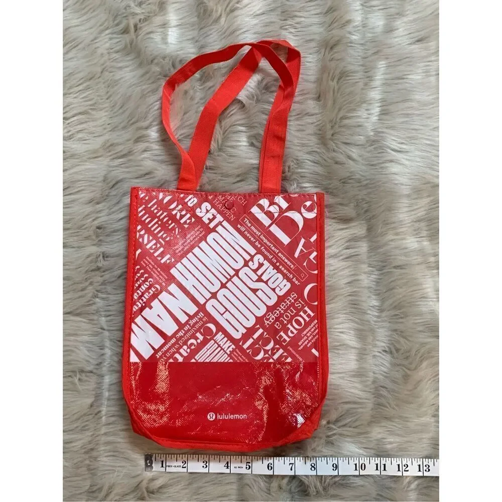 Lululemon Athletica Reusable Red White Small Tote Gym Bag Athleisure Sporty